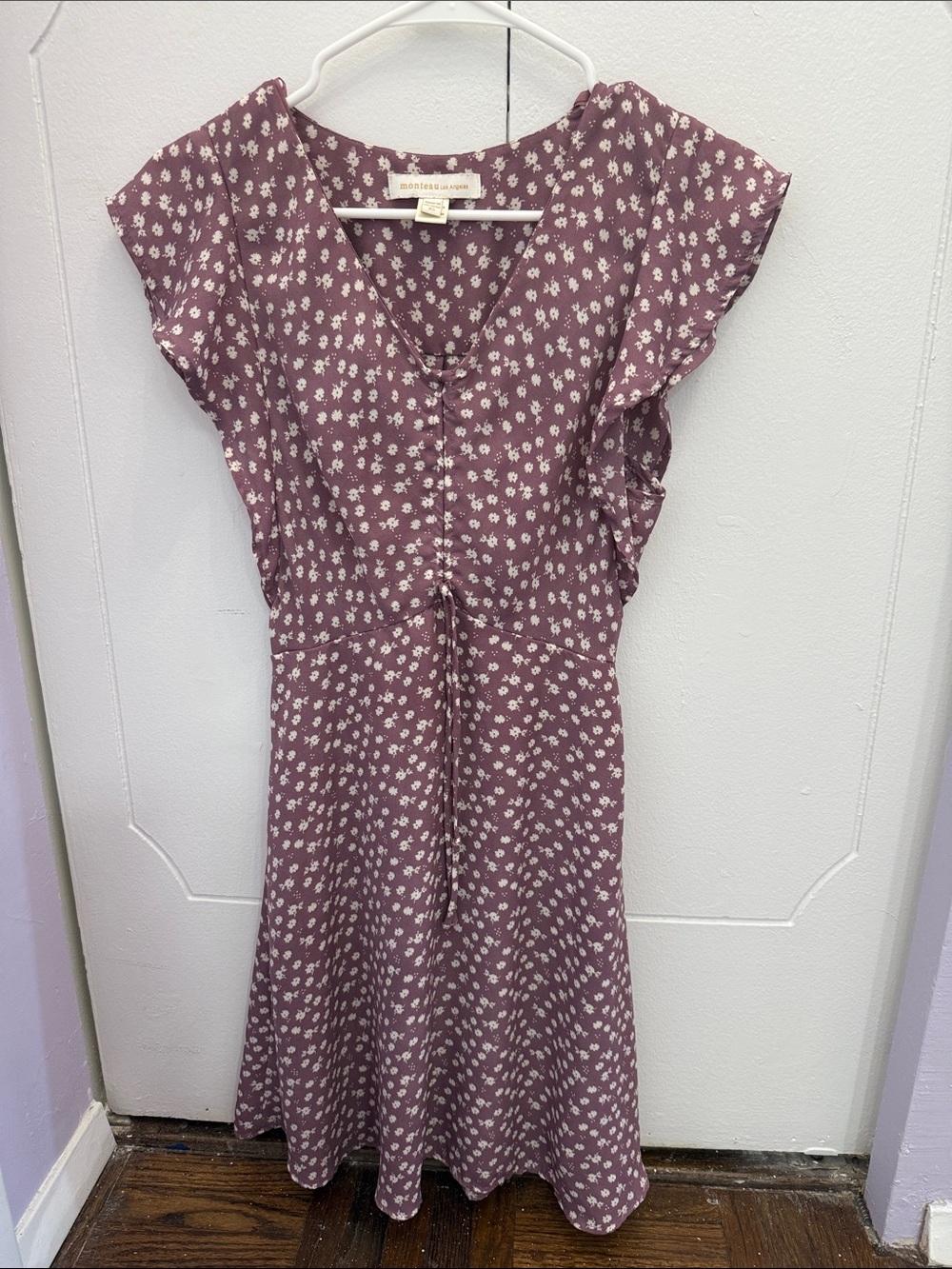 Monteau Mauve Floral Button-Front Midi Dress